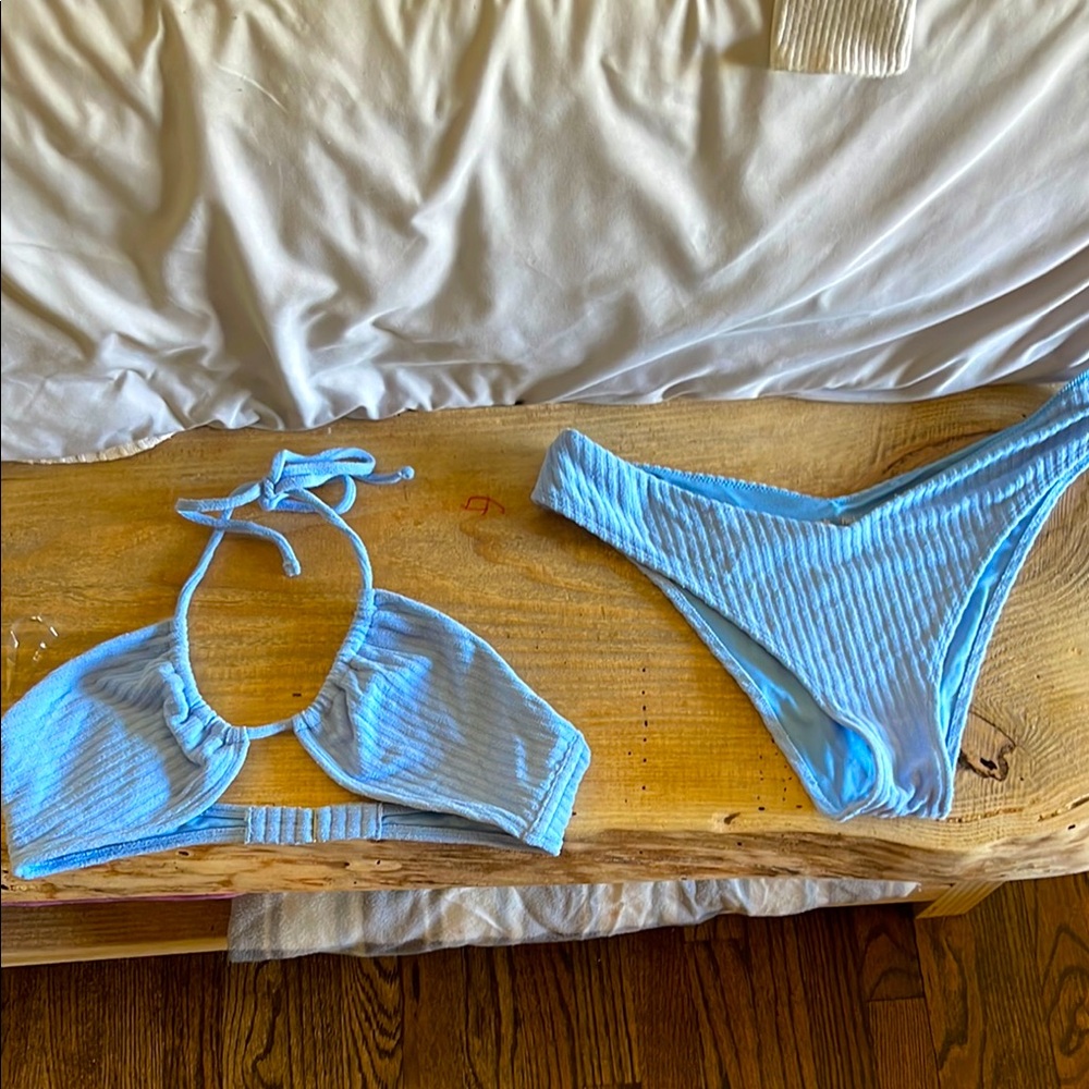 Abercrombie and Fitch Light baby Blue Ribbed Terry Bikini Set